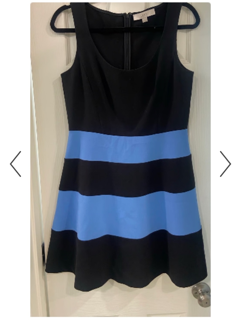Ann Taylor Black and Light Blue Striped Fit & Flare Mini Dress Size 8 NWT